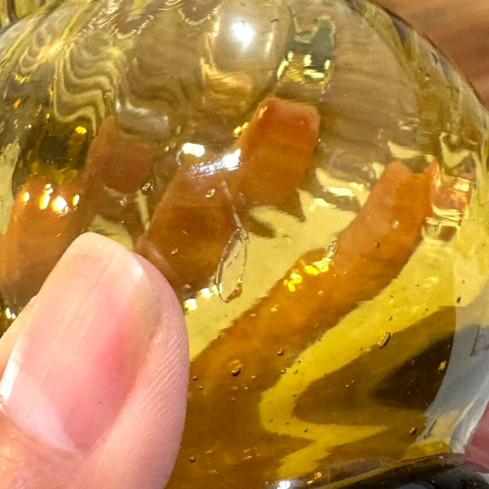 Vintage Hand Blown Amber Swirl small Glass Pitcher boho MCM eclectic artsy - Picture 10 of 11